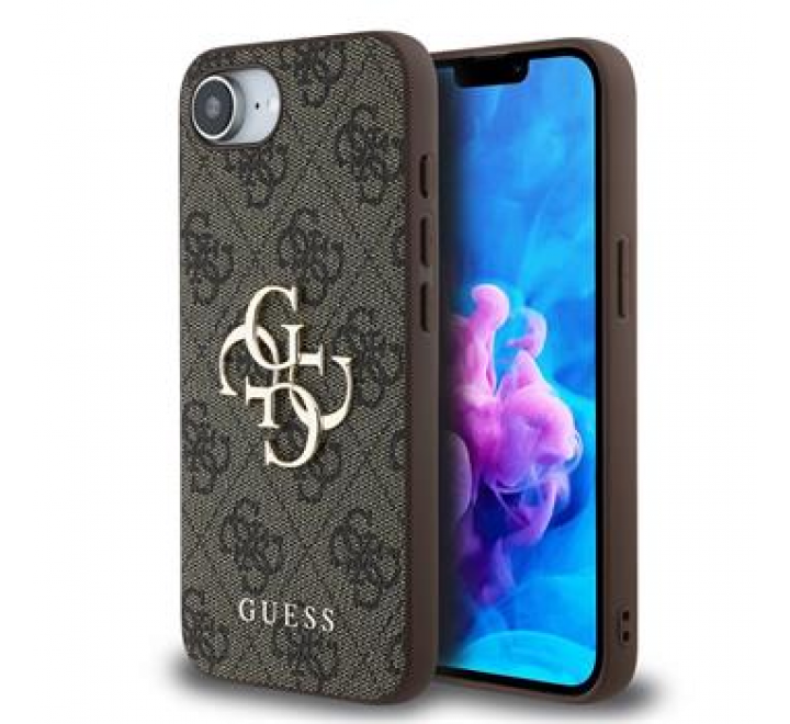Guess PU 4G Metal Logo Zadní Kryt pro iPhone SE4 Brown
