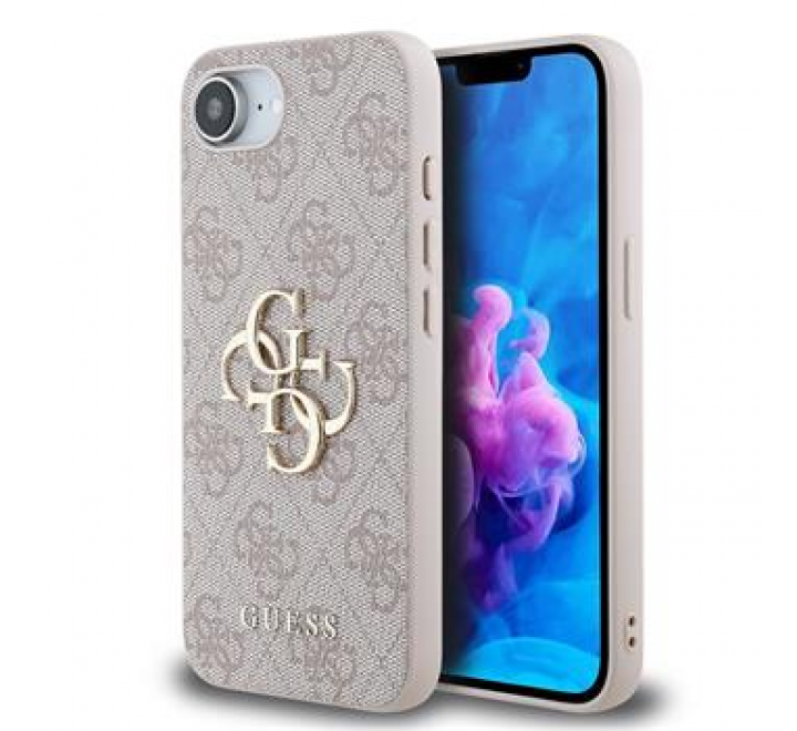Guess PU 4G Metal Logo Zadní Kryt pro iPhone SE4 Pink
