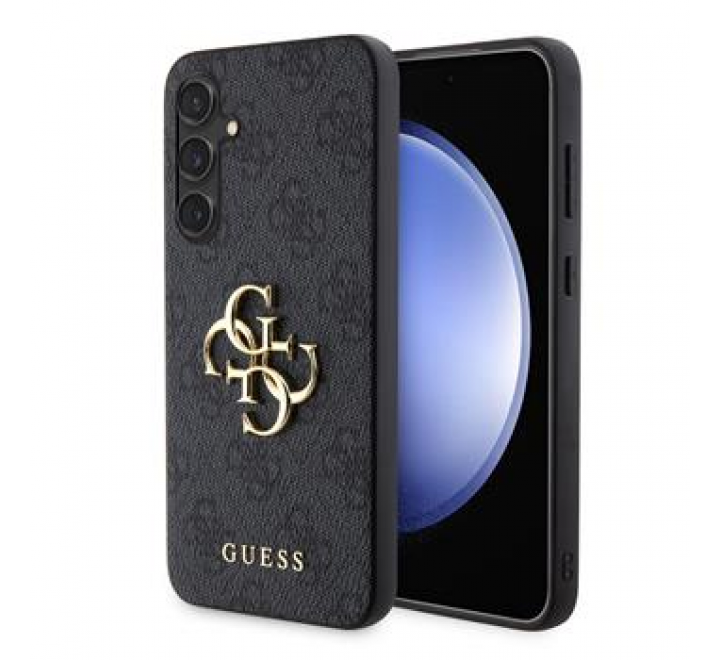 Guess PU 4G Metal Logo Zadní Kryt pro Samsung Galaxy S23 FE Grey