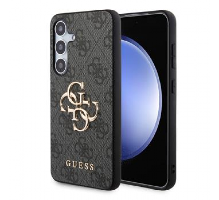 Guess PU 4G Metal Logo Zadní Kryt pro Samsung Galaxy S24+ Grey