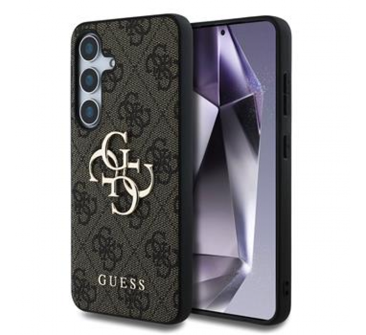 Guess PU 4G Metal Logo Zadní Kryt pro Samsung Galaxy S25 Brown