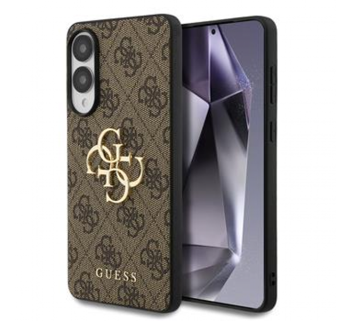 Guess PU 4G Metal Logo Zadní Kryt pro Samsung Galaxy S25 Edge Brown