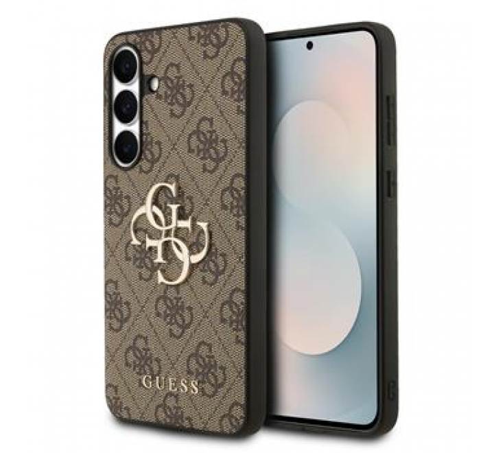 Guess PU 4G Metal Logo Zadní Kryt pro Samsung Galaxy S25 FE Brown