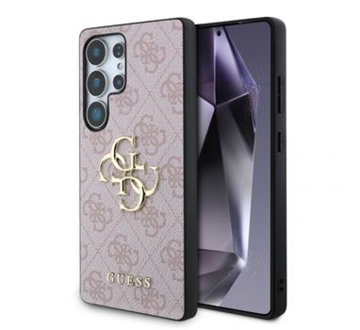 Guess PU 4G Metal Logo Zadní Kryt pro Samsung Galaxy S25 Ultra Pink