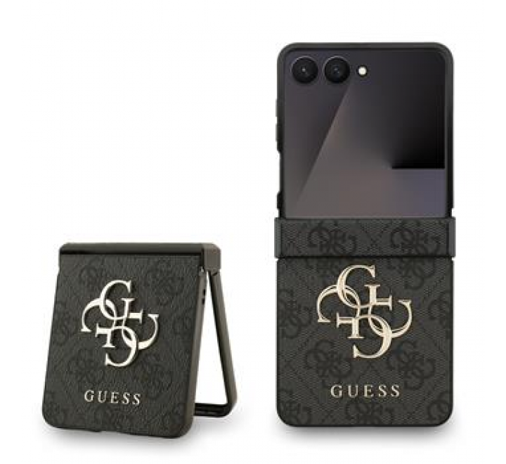Guess PU 4G Metal Logo Zadní Kryt pro Samsung Galaxy Z Flip 7 Grey