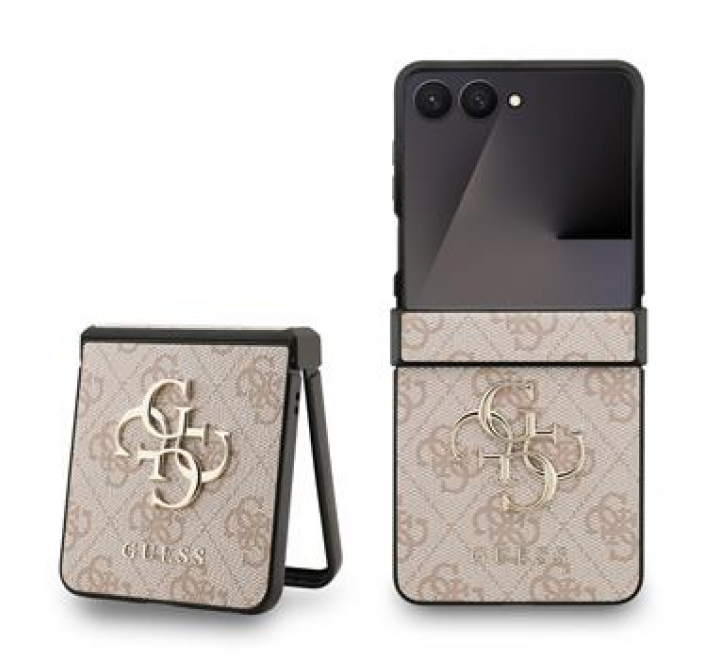 Guess PU 4G Metal Logo Zadní Kryt pro Samsung Galaxy Z Flip 7 Pink