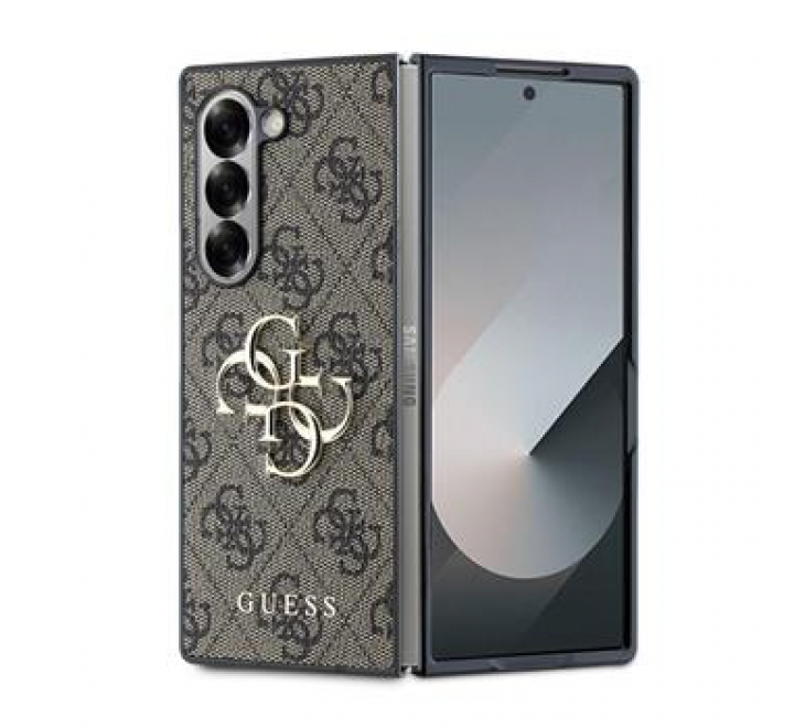 Guess PU 4G Metal Logo Zadní Kryt pro Samsung Galaxy Z Fold 6 Brown