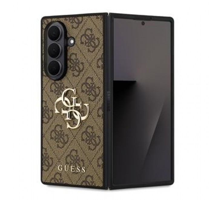 Guess PU 4G Metal Logo Zadní Kryt pro Samsung Galaxy Z Fold 7 Brown
