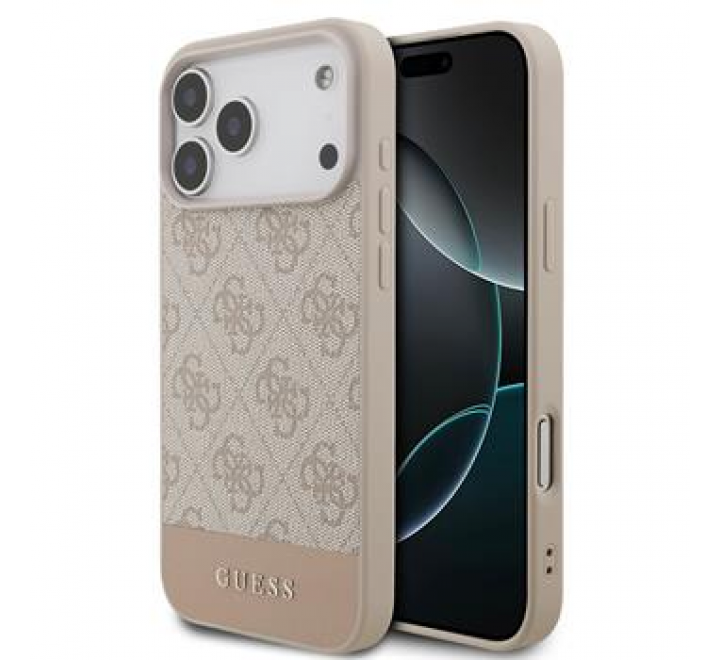 Guess PU 4G Stripe Zadní Kryt pro iPhone 17 Pro Max Pink