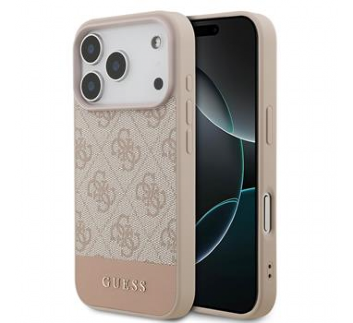 Guess PU 4G Stripe Zadní Kryt pro iPhone 17 Pro Pink