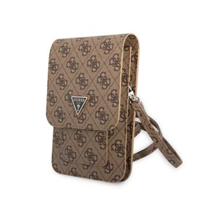 Guess PU 4G Triangle Logo Phone Bag Brown