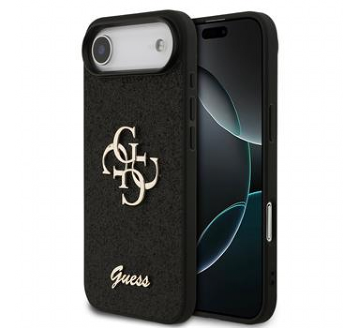 Guess PU Fixed Glitter 4G Metal Logo Zadní Kryt pro iPhone 17 Air Black