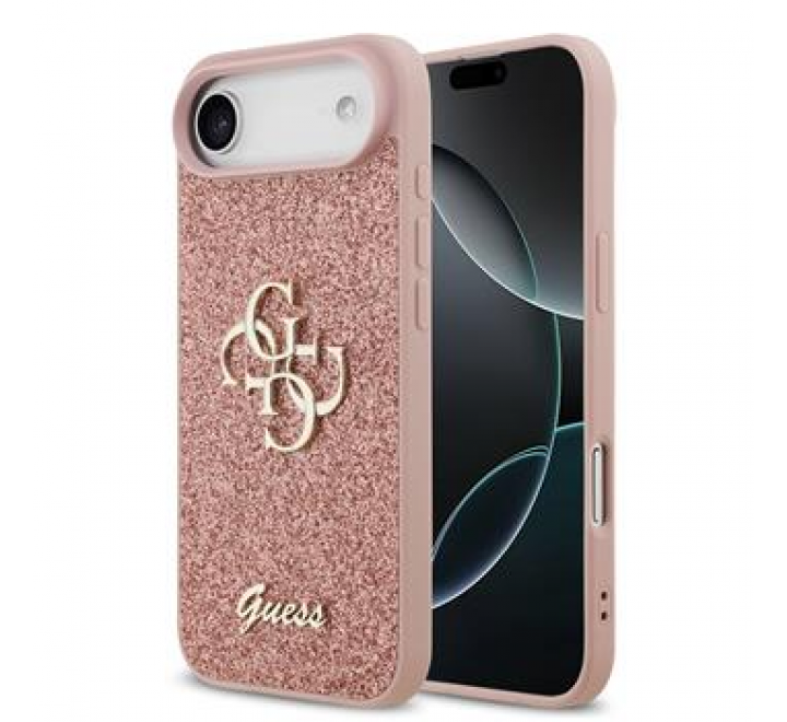 Guess PU Fixed Glitter 4G Metal Logo Zadní Kryt pro iPhone 17 Air Pink