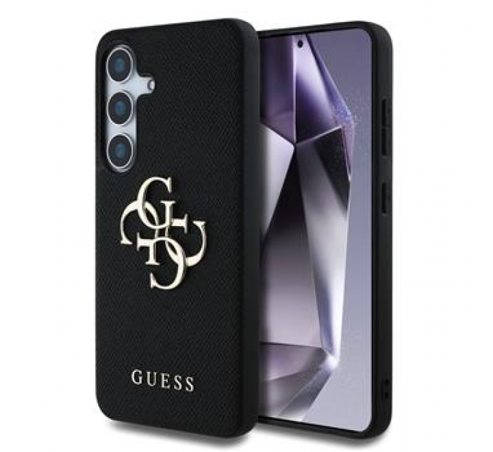Guess PU Grained 4G Metal Logo Zadní Kryt pro Samsung Galaxy S25 Black