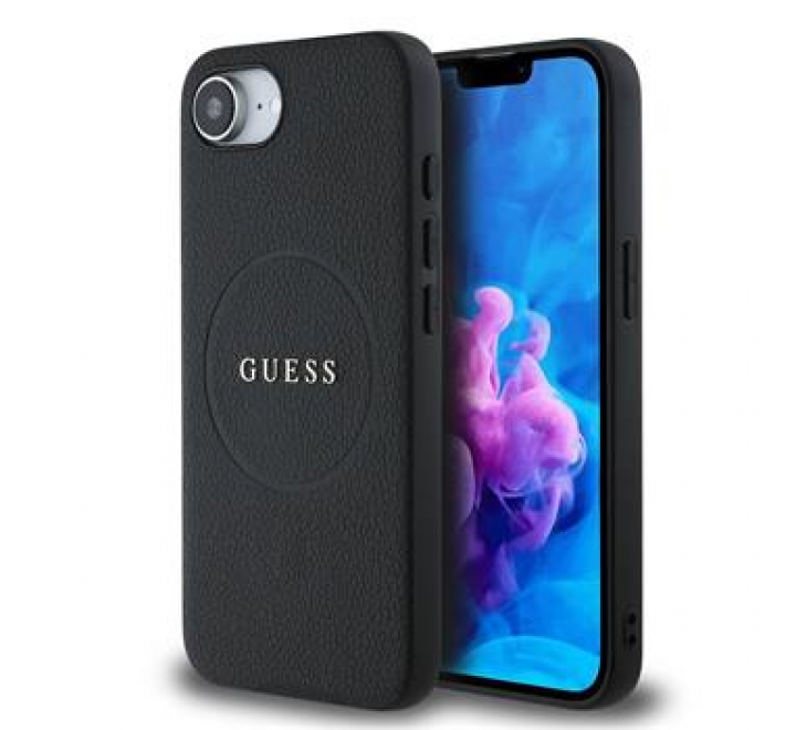 Guess PU Grained Classic Logo MagSafe Zadní Kryt pro iPhone SE4 Black