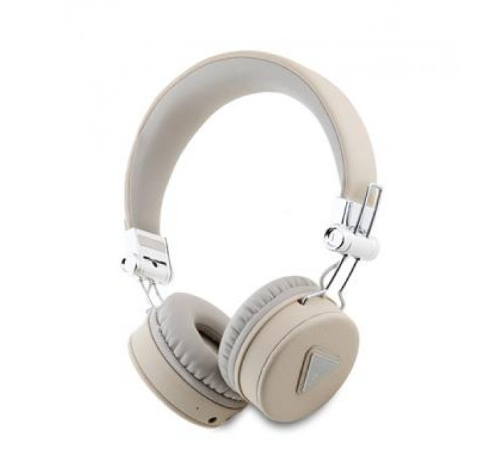 Guess PU Grained Triangle Logo ENC Bezdrátová Sluchátka Beige