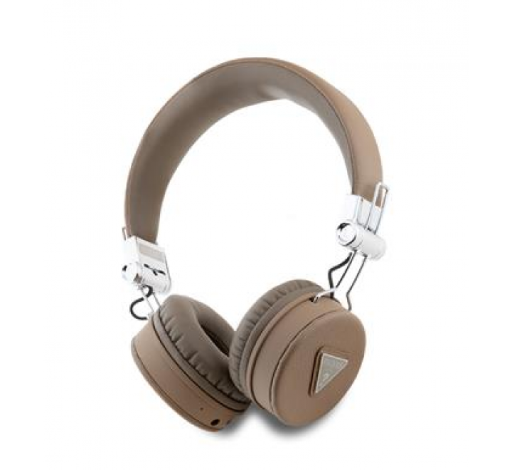 Guess PU Grained Triangle Logo ENC Bezdrátová Sluchátka Brown