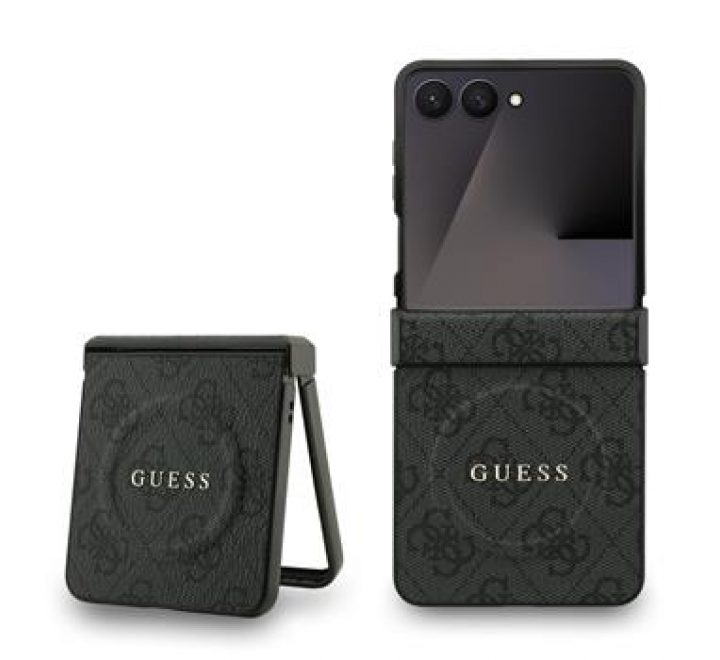 Guess PU Leather 4G Colored Ring Magnetic Zadní Kryt pro Samsung Galaxy Z Flip 7 Black
