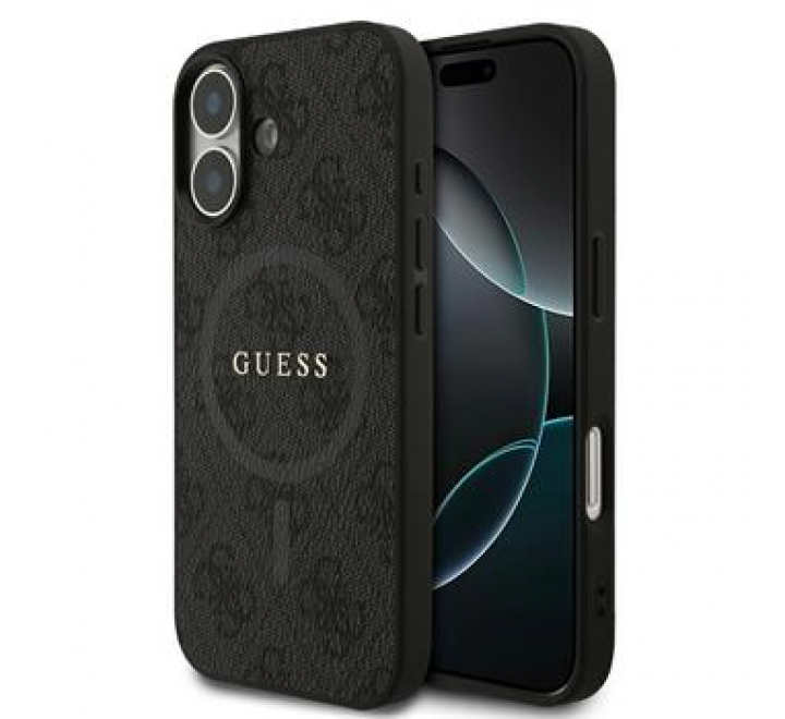 Guess PU Leather 4G Colored Ring MagSafe Zadní Kryt pro iPhone 17 Black