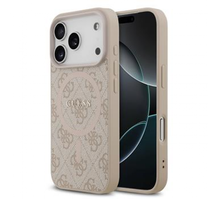 Guess PU Leather 4G Colored Ring MagSafe Zadní Kryt pro iPhone 17 Pro Pink