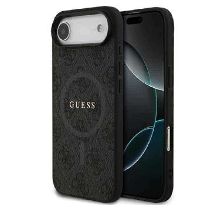 Guess PU Leather 4G Colored Ring MagSafe Zadní Kryt pro iPhone Air Black