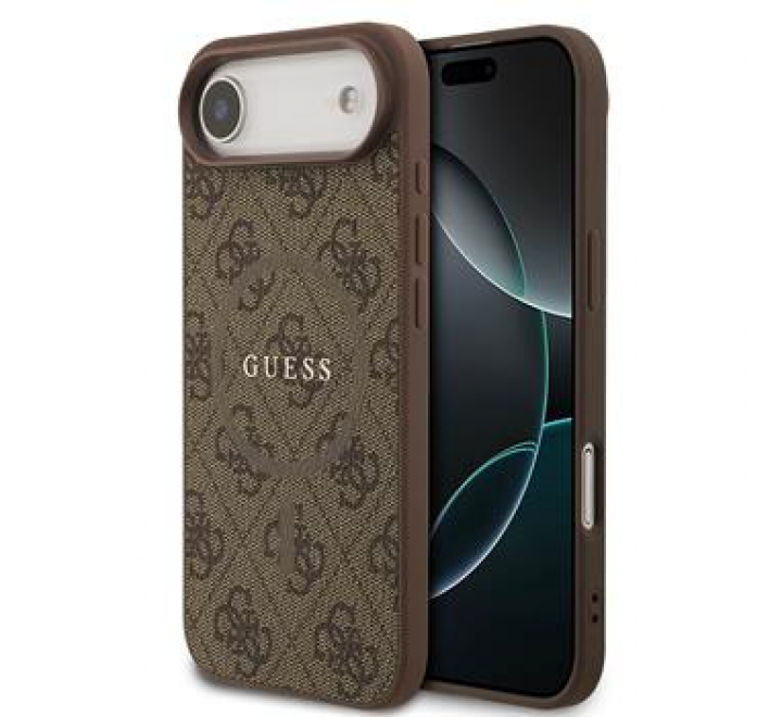 Guess PU Leather 4G Colored Ring MagSafe Zadní Kryt pro iPhone Air Brown