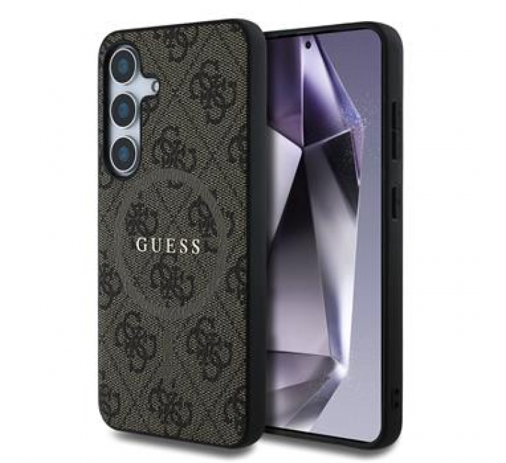 Guess PU Leather 4G Colored Ring MagSafe Zadní Kryt pro Samsung Galaxy S25 Brown
