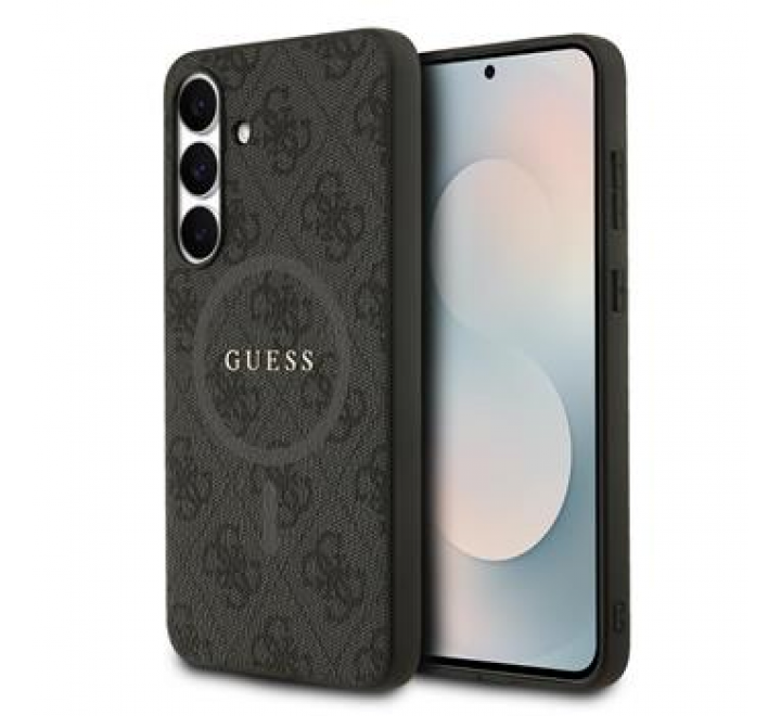 Guess PU Leather 4G Colored Ring MagSafe Zadní Kryt pro Samsung Galaxy S25 FE Black