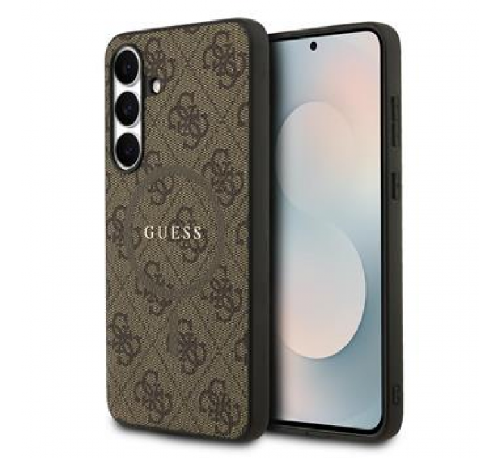 Guess PU Leather 4G Colored Ring MagSafe Zadní Kryt pro Samsung Galaxy S25 FE Brown