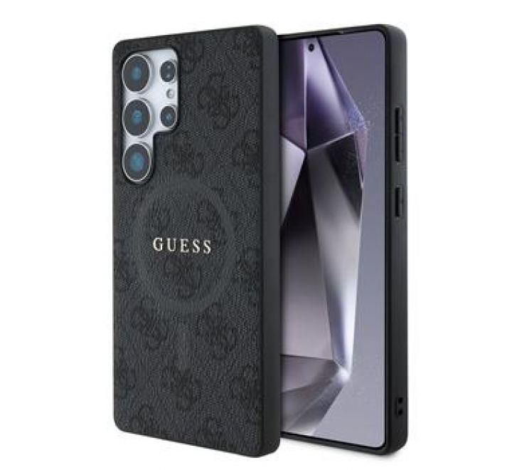 Guess PU Leather 4G Colored Ring MagSafe Zadní Kryt pro Samsung Galaxy S25 Ultra Black