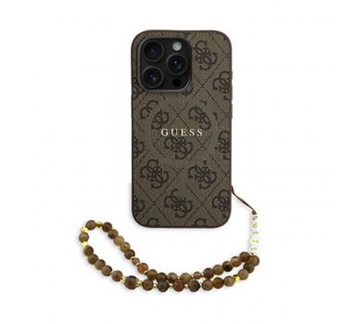 Guess PU Leather 4G Colored Ring Strap MagSafe Zadní Kryt pro iPhone 15 Pro Max Brown