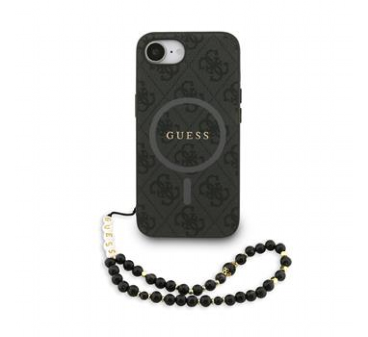 Guess PU Leather 4G Colored Ring Strap MagSafe Zadní Kryt pro iPhone 16e Black