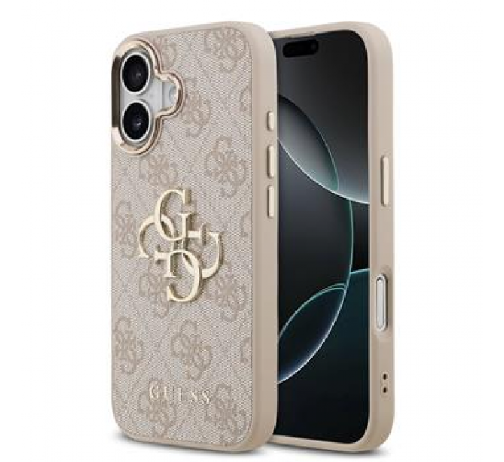 Guess PU Leather 4G Metal Logo Gold Frame MagSafe Zadní Kryt pro iPhone 17 Pink