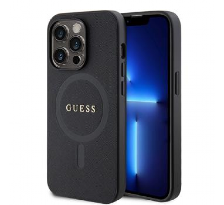 Guess PU Saffiano MagSafe Zadní Kryt pro iPhone 15 Pro Max Black
