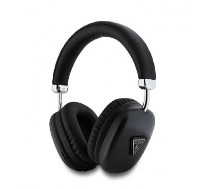 Guess Saffiano PU Leather Triangle Logo Bezdrátová Sluchátka Black