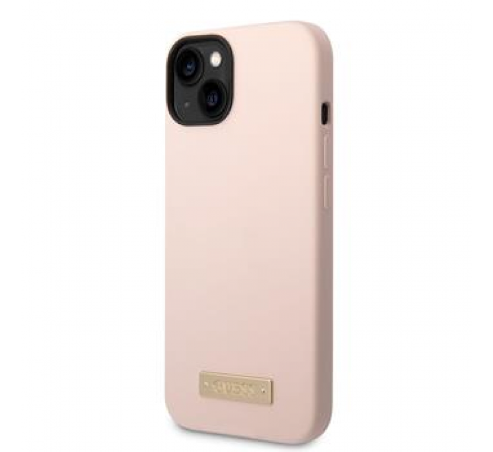 Guess Silicone Metal Logo MagSafe Kompatibilní Zadní Kryt pro iPhone 14 Plus Pink