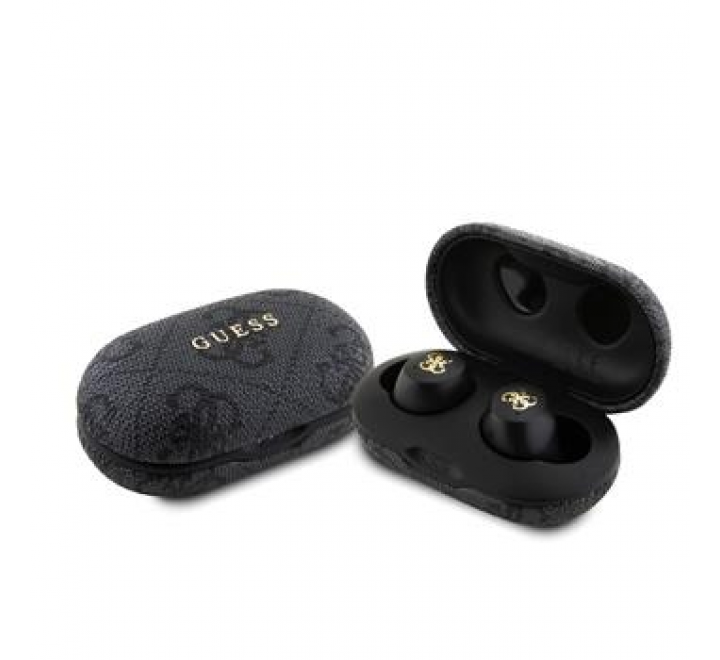 Guess True Wireless 4G PU Metal Logo BT5.3 Stereo Earphones Black