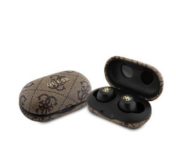 Guess True Wireless 4G PU Metal Logo BT5.3 Stereo Earphones Brown