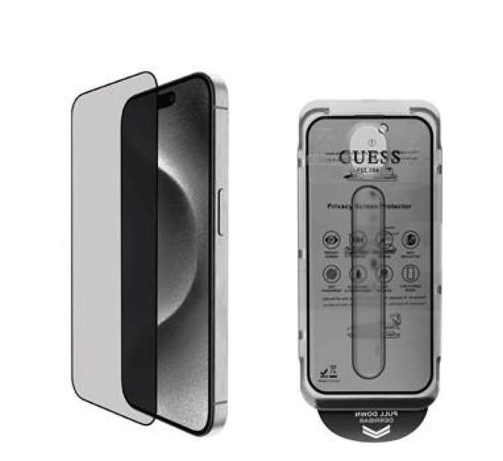 Guess Tvrzené Sklo 2.5D PRIVACY pro iPhone 16 Pro Max Black