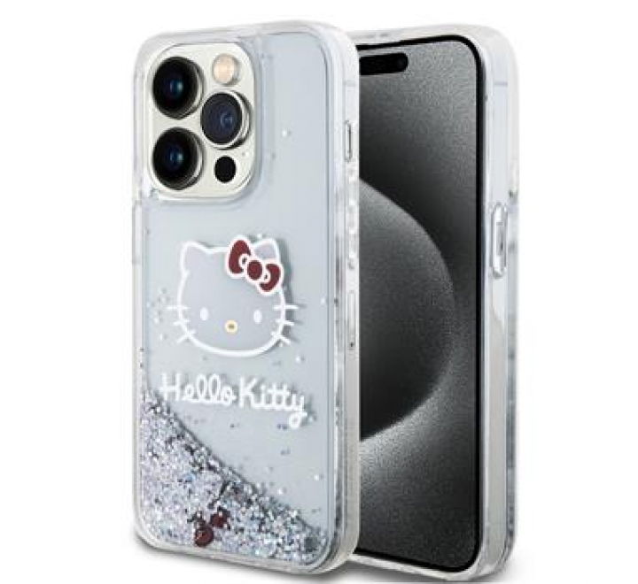 Hello Kitty Liquid Glitter Electroplating Head Logo Zadní Kryt pro iPhone 13 Pro Transparent