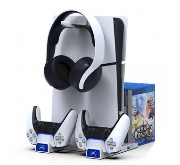 iPega P5S009 Multifunkční Nabíjecí Stojan pro PS5 Slim White (Pošk- Balení)