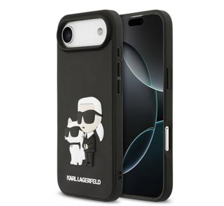 Karl Lagerfeld 3D Rubber Karl and Choupette Zadní Kryt pro iPhone Air Black