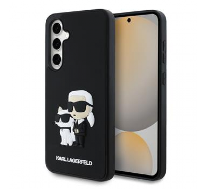 Karl Lagerfeld 3D Rubber Karl and Choupette Zadní Kryt pro Samsung Galaxy S24 FE Black