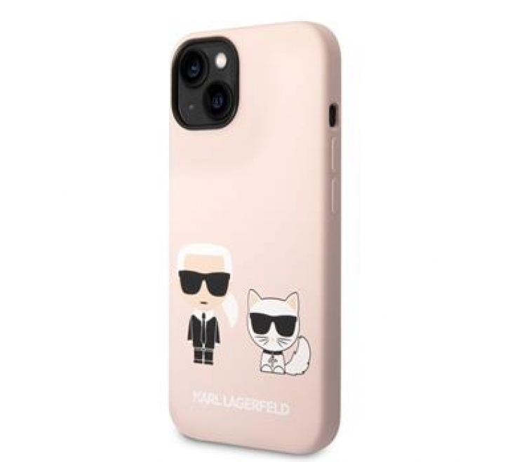 Karl Lagerfeld and Choupette Liquid Silicone Zadní Kryt pro iPhone 14 Plus Pink