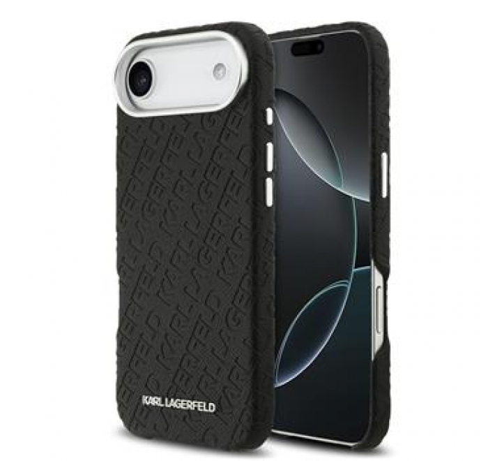 Karl Lagerfeld Grained PU Repeated Logo MagSafe Zadní Kryt pro iPhone Air Black