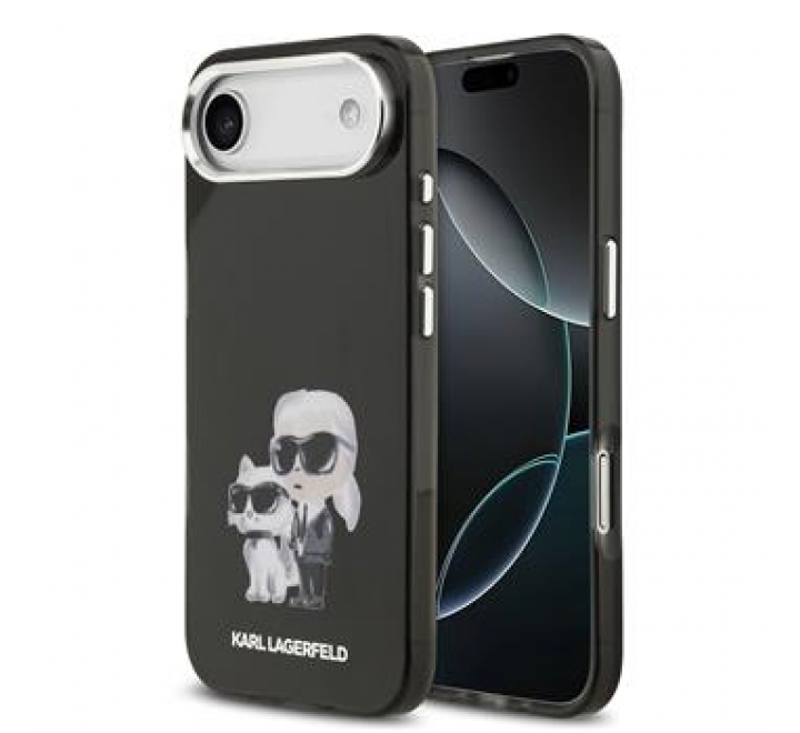 Karl Lagerfeld IML Aquarelle Karl and Choupette Zadní Kryt pro iPhone 17 Air Black