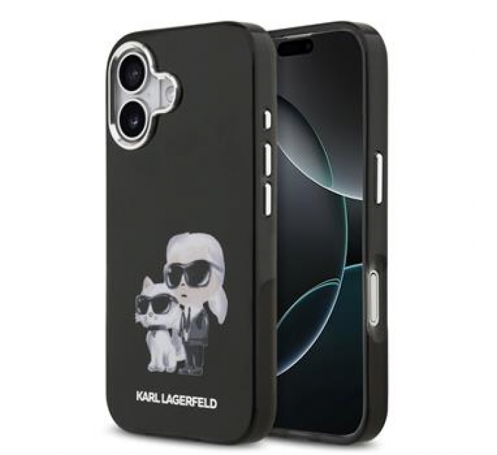 Karl Lagerfeld IML Aquarelle Karl and Choupette Zadní Kryt pro iPhone 17 Black