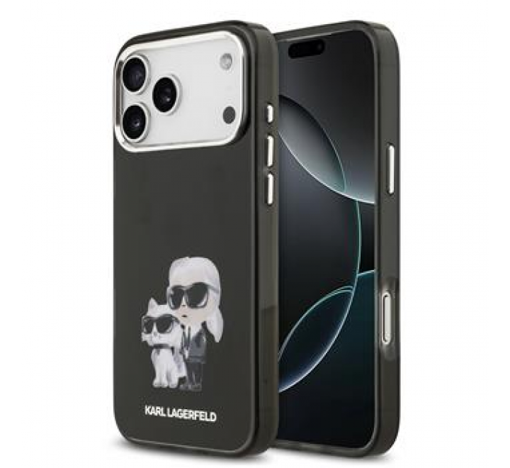 Karl Lagerfeld IML Aquarelle Karl and Choupette Zadní Kryt pro iPhone 17 Pro Black