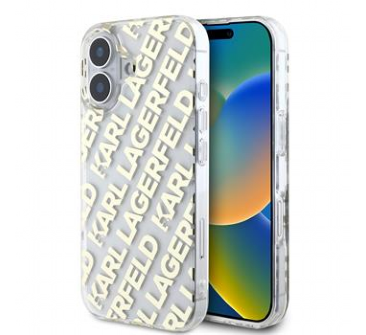Karl Lagerfeld IML Electroplated Repeated Logo Zadní Kryt pro iPhone 16 Gold