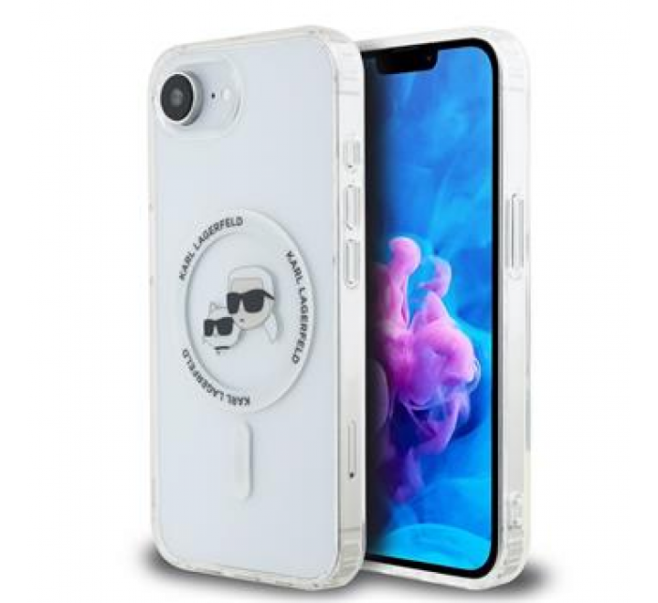 Karl Lagerfeld IML K&CH Heads Metal Frame MagSafe Zadní Kryt pro iPhone 16e Transparent